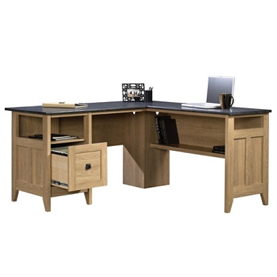 Sauder August Hill L Shaped Desk Dover Oakrosso Slate Office Depot
