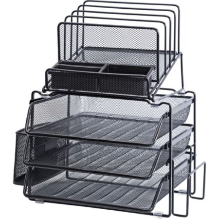 Lorell Mesh 4 Tier Desk Organizer Black Office Depot