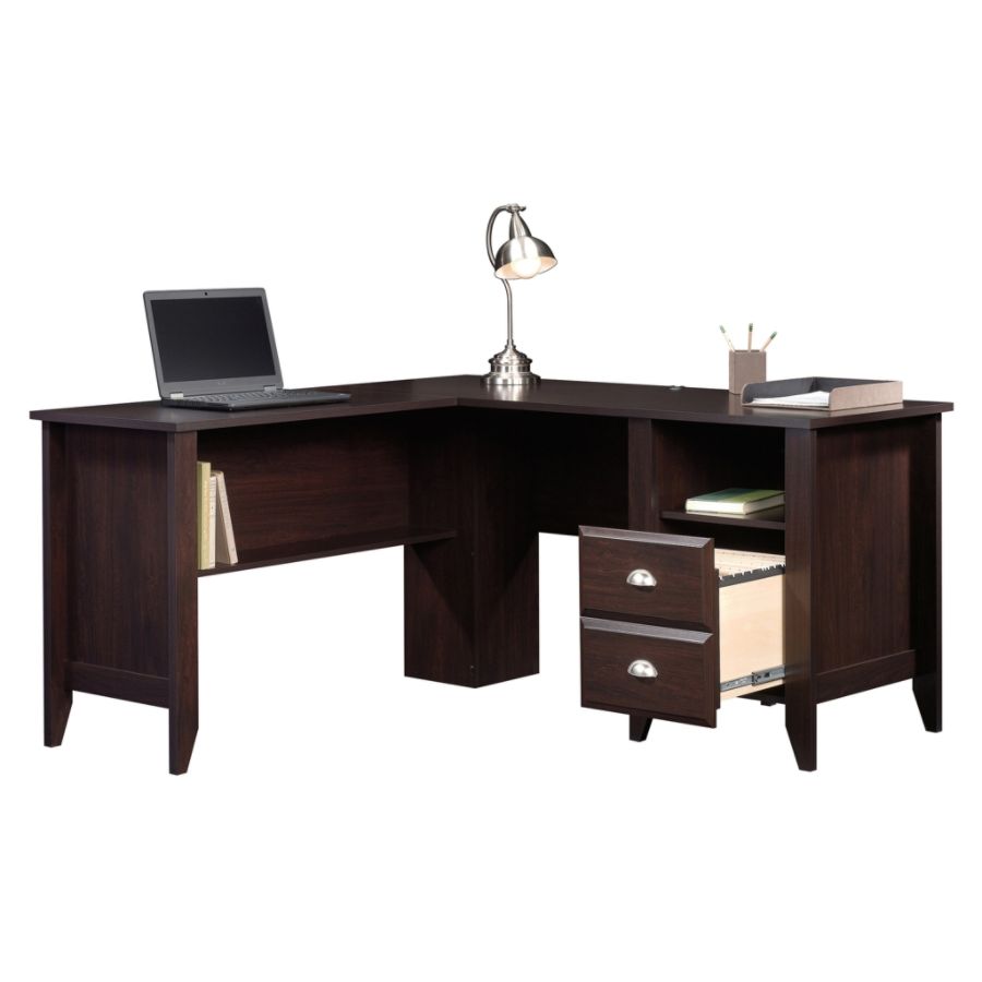 Sauder Shoal Creek L Shaped Desk Jamocha Wood Zerbee