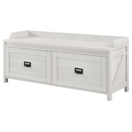 Ameriwood Home Farmington Entryway Storage Bench 2 Drawers Ivory