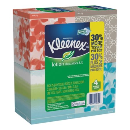 Kleenex FSC Certified Lotion 2 Ply Facial Tissues 75 Sheets Per Box ...