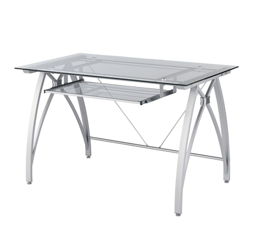 Realspace Vista 48 W Glass Computer Desk Silver Zerbee