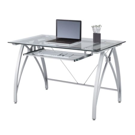 Realspace Vista Glass Computer Desk Silver Office Depot